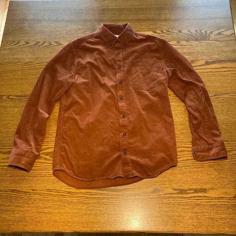 Taylor Stitch Jack Shirt in burnt-orange corduroy